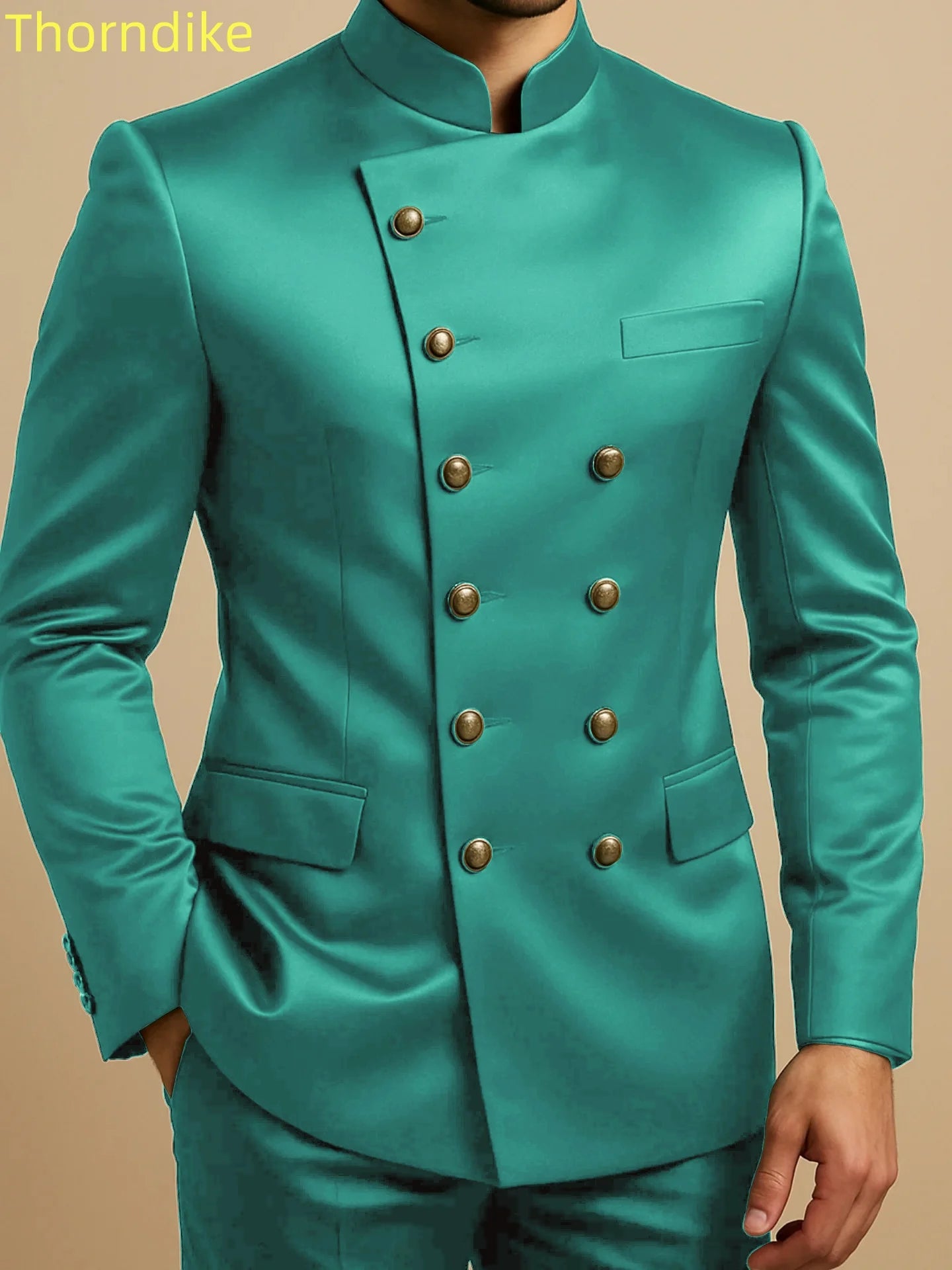 Thorndike Men's Satin Double Breasted Suit – African-Inspired Wedding & Formal 2-Piece