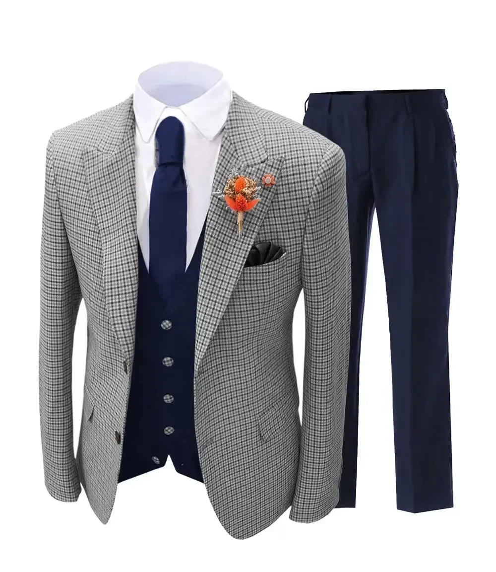 Plaid Suit,2 pieces Blazer And Pants set,One Breasted,For Summer beach,performance, Emcee,stage graduation dress