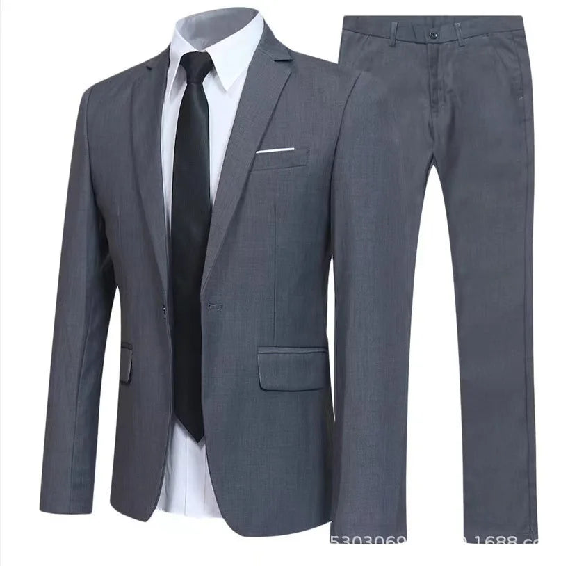 Mens Suit Set Business Casual Blazer Groom Groomsmen Wedding Tuxedo Two Piece Formal Office Wear Party Suit
