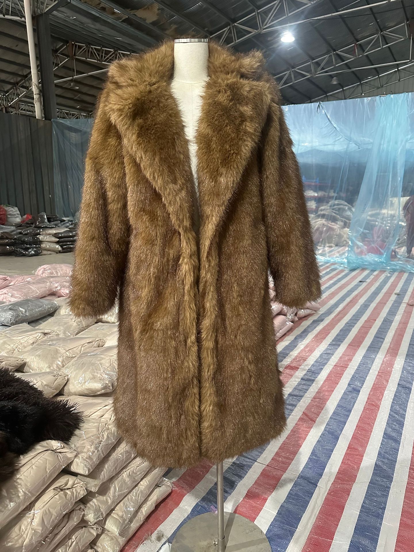 Laid-back Style Fox Fur Coat Faux Fur Brown