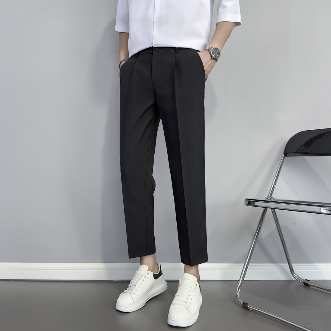 Business Style High Nd Drapey Dress Trousers For Men