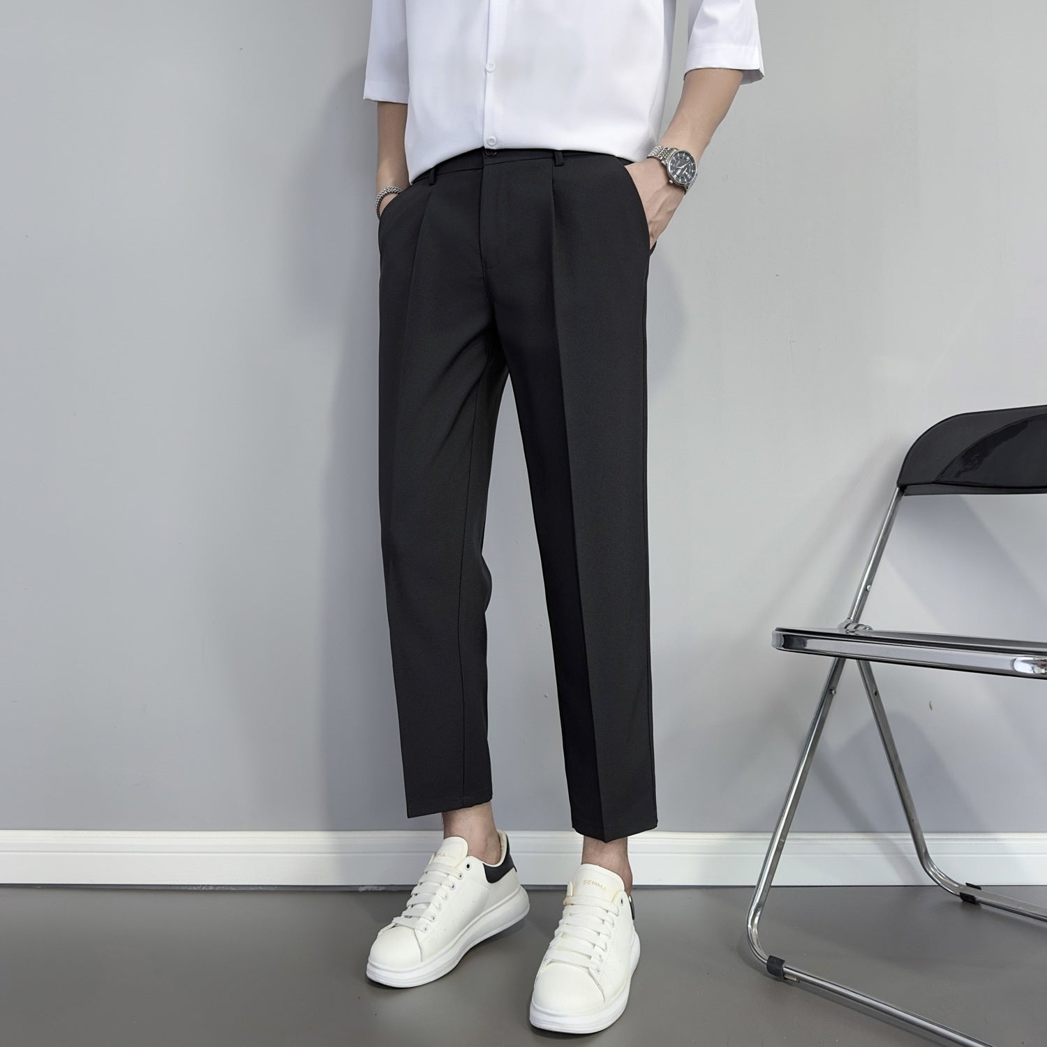 Business Style High Nd Drapey Dress Trousers For Men