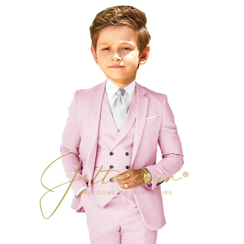 Boys Dress Suit 3 Piece Set Children Fashion Jacket Vest Pants Wedding Banquet Holiday Wedding Tuxedo Outfit
