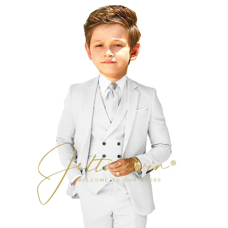 Boys Dress Suit 3 Piece Set Children Fashion Jacket Vest Pants Wedding Banquet Holiday Wedding Tuxedo Outfit