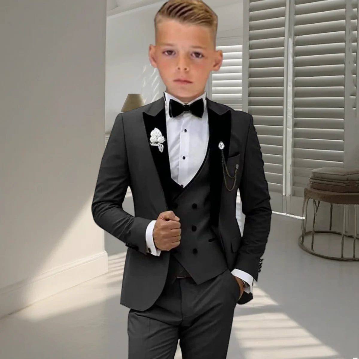 Boys 4-Piece Formal Suit Set – Wedding Tuxedo for Kids Ages 3–14