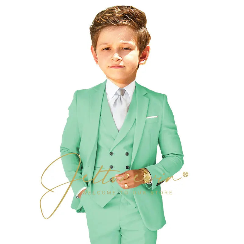 Boys Dress Suit 3 Piece Set Children Fashion Jacket Vest Pants Wedding Banquet Holiday Wedding Tuxedo Outfit