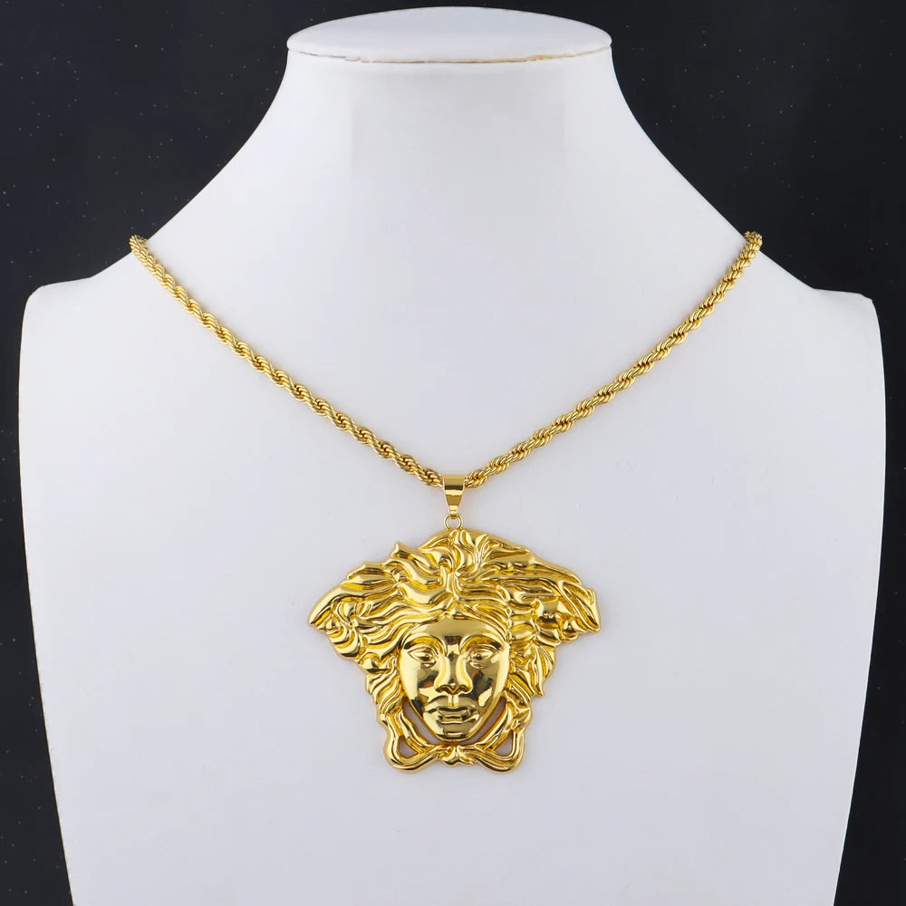 18K Gold Plated Stainless Steel Pendant Necklace - Hip Hop Chain Jewelry