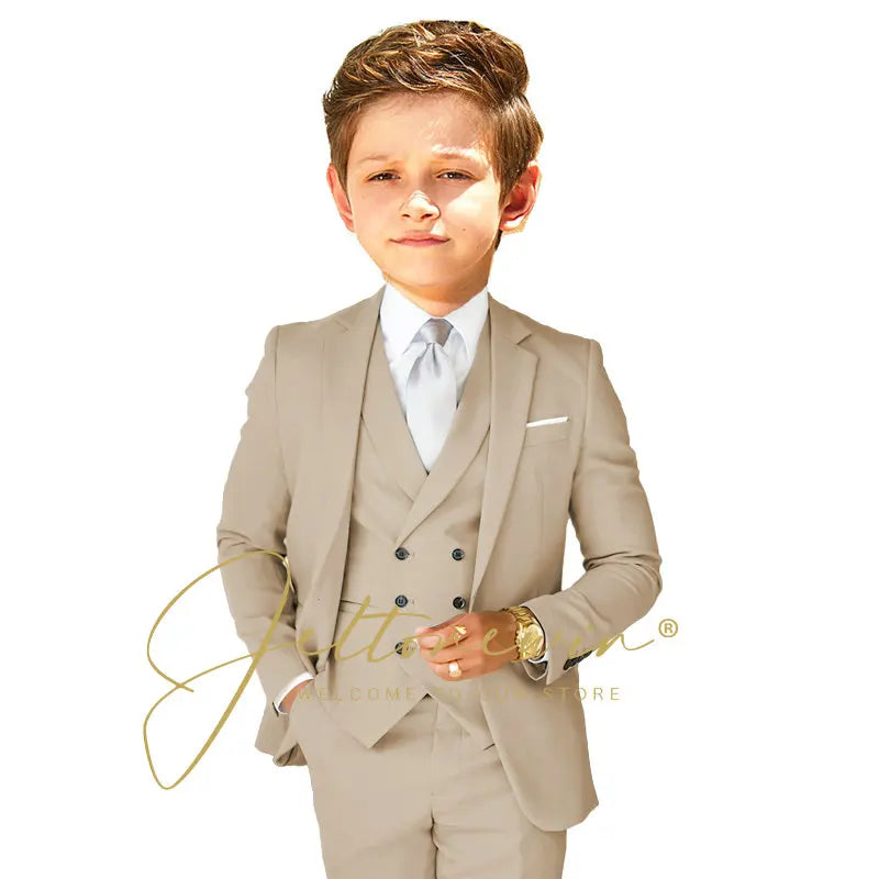 Boys Dress Suit 3 Piece Set Children Fashion Jacket Vest Pants Wedding Banquet Holiday Wedding Tuxedo Outfit