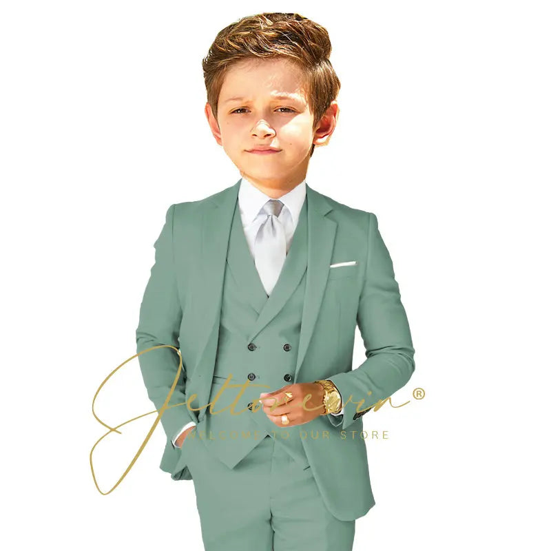 Boys Dress Suit 3 Piece Set Children Fashion Jacket Vest Pants Wedding Banquet Holiday Wedding Tuxedo Outfit