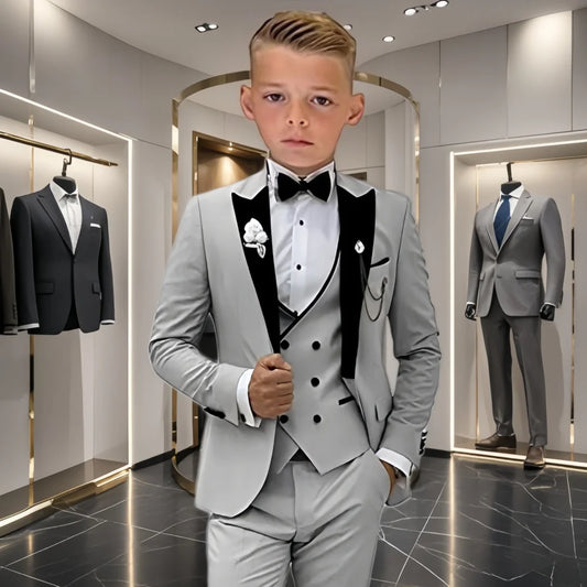 Boys 4-Piece Formal Suit Set – Wedding Tuxedo for Kids Ages 3–14