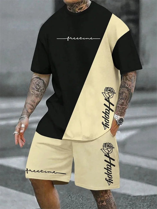 Men's Printed T-Shirt & Shorts Co-ord Set