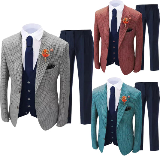 Plaid Suit,2 pieces Blazer And Pants set,One Breasted,For Summer beach,performance, Emcee,stage graduation dress