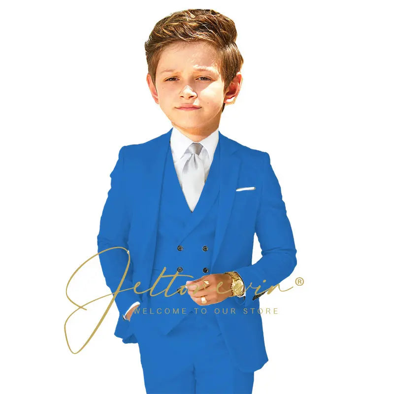 Boys Dress Suit 3 Piece Set Children Fashion Jacket Vest Pants Wedding Banquet Holiday Wedding Tuxedo Outfit