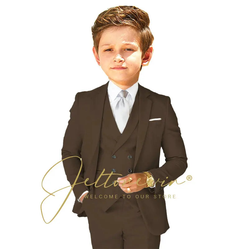 Boys Dress Suit 3 Piece Set Children Fashion Jacket Vest Pants Wedding Banquet Holiday Wedding Tuxedo Outfit