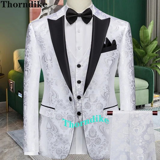 Thorndike Men's 3-Piece Wedding Suit – Slim Fit Peaked Lapel Tuxedo