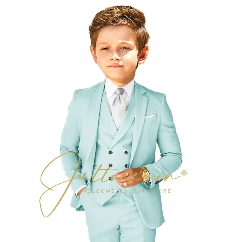 Boys Dress Suit 3 Piece Set Children Fashion Jacket Vest Pants Wedding Banquet Holiday Wedding Tuxedo Outfit
