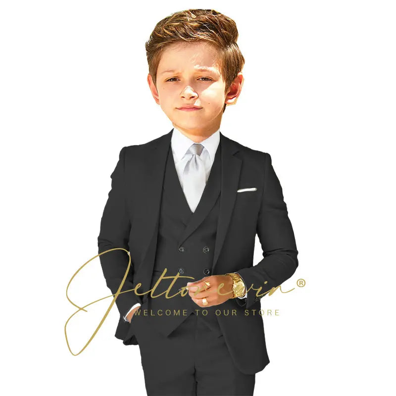 Boys Dress Suit 3 Piece Set Children Fashion Jacket Vest Pants Wedding Banquet Holiday Wedding Tuxedo Outfit