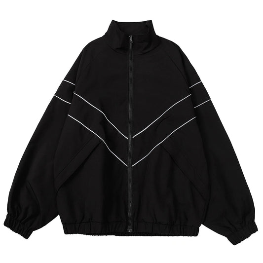 Men's Reflective Striped Hip Hop Windbreaker Jacket – Harajuku Streetwear Coat
