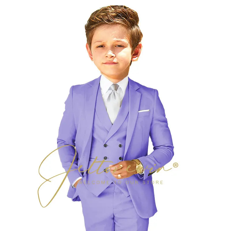Boys Dress Suit 3 Piece Set Children Fashion Jacket Vest Pants Wedding Banquet Holiday Wedding Tuxedo Outfit