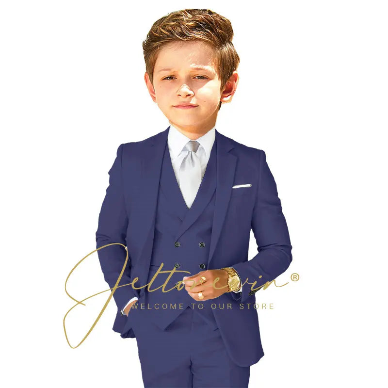 Boys Dress Suit 3 Piece Set Children Fashion Jacket Vest Pants Wedding Banquet Holiday Wedding Tuxedo Outfit