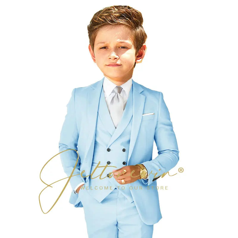 Boys Dress Suit 3 Piece Set Children Fashion Jacket Vest Pants Wedding Banquet Holiday Wedding Tuxedo Outfit