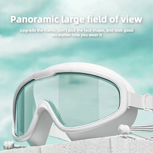 Large frame swimming glasses for men and women HD wide angle anti-fog anti-ultraviolet soft silicone swimming goggles