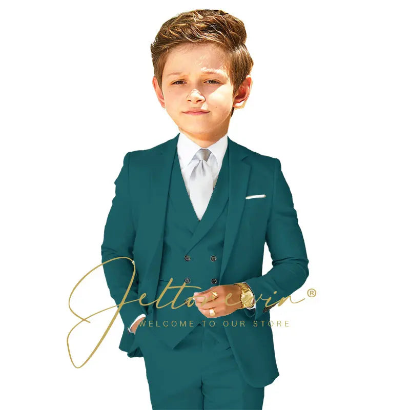 Boys Dress Suit 3 Piece Set Children Fashion Jacket Vest Pants Wedding Banquet Holiday Wedding Tuxedo Outfit