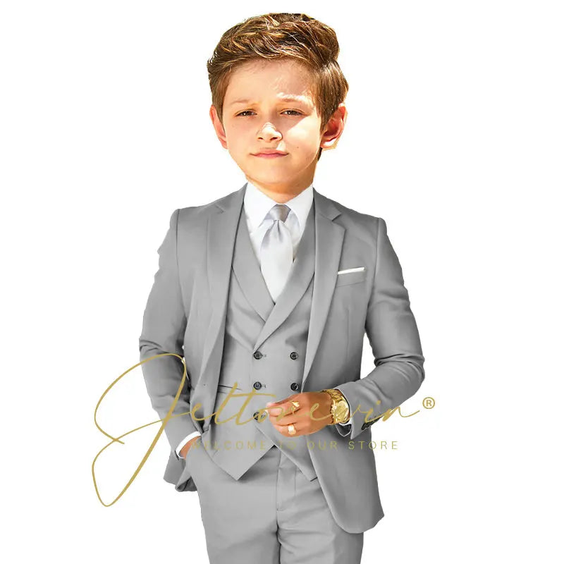 Boys Dress Suit 3 Piece Set Children Fashion Jacket Vest Pants Wedding Banquet Holiday Wedding Tuxedo Outfit