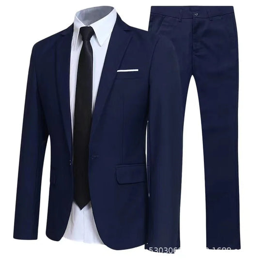 Mens Suit Set Business Casual Blazer Groom Groomsmen Wedding Tuxedo Two Piece Formal Office Wear Party Suit
