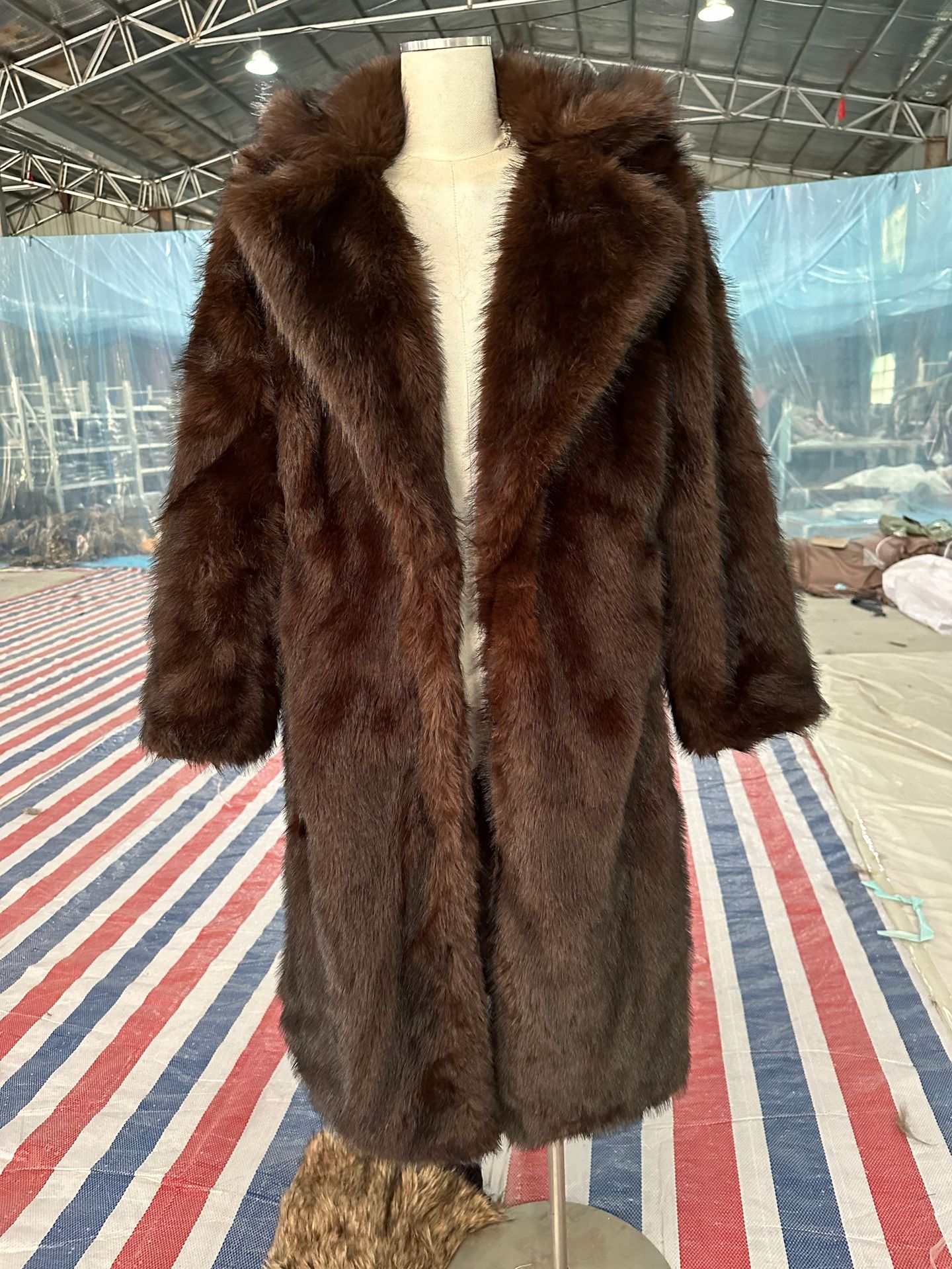 Laid-back Style Fox Fur Coat Faux Fur Brown