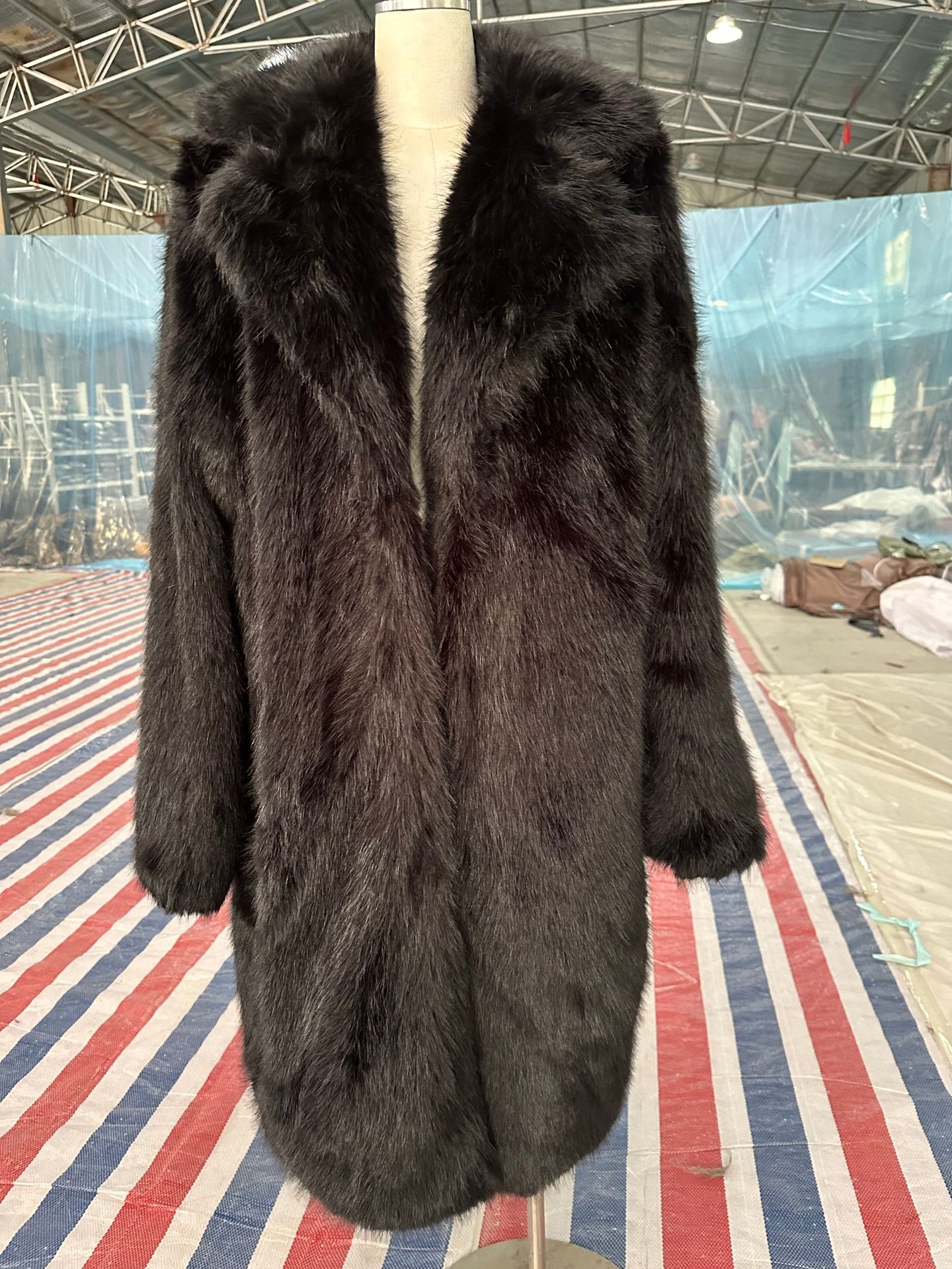 Laid-back Style Fox Fur Coat Faux Fur Brown