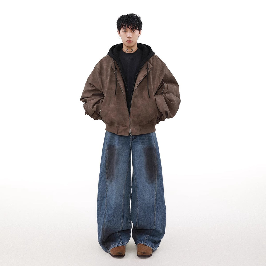 Loose Casual Hooded Coat Jackets front view oversized style